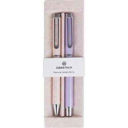 Parure Oberthur - Carnet + 2 stylos bille - Mauve