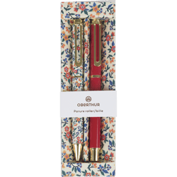 Parure Oberthur - Carnet + 2 stylos bille - Rouge