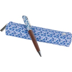 Stylo bille Oberthur - Bahia fleurs bleues - Pointe moyenne