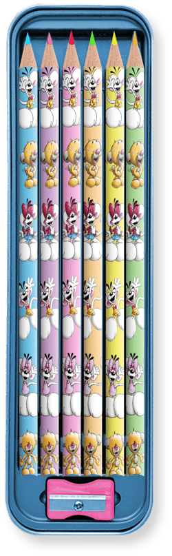 Plumier 6 crayons de couleur + taille-crayons Diddl 