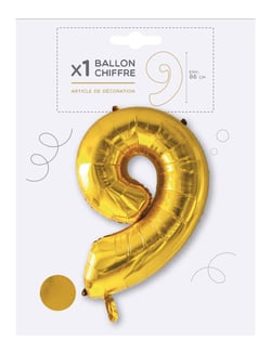 Ballon chiffre 9 Kim'Play - Doré