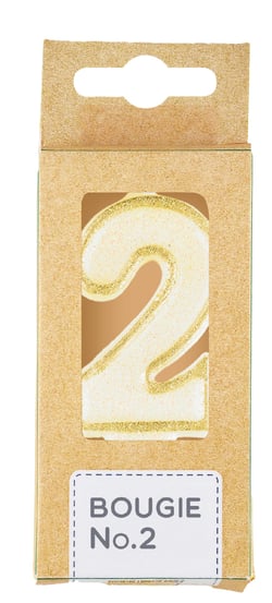 Bougie chiffre 2 Kim'Play - Doré