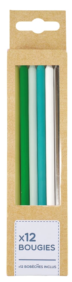 Lot de 12 bougies longues Kim'Play - Bleu et argent