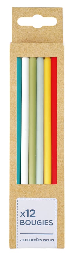 Lot de 12 bougies Kim'Play - Couleurs assorties