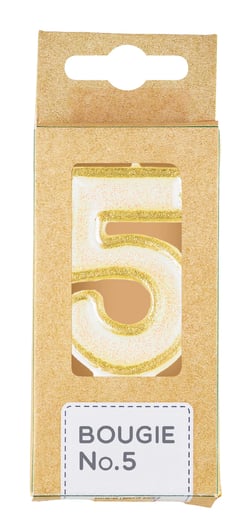 Bougie chiffre 5 Kim'Play - Doré