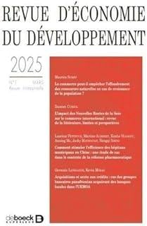 Revue d'economie du developpement 2025, n 1