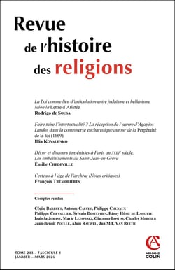 Revue de l'histoire des religions n.243/1 : Varia