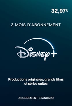 Carte Disney + - 3 mois d’abonnement standard