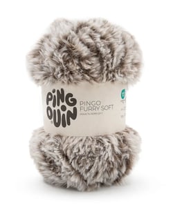 Pelote de fil à tricoter - Pingouin - Furry soft - Marron/beige
