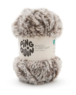 Pelote de fil à tricoter/crocheter Pingouin - Pingo Furry Soft - Marron/beige