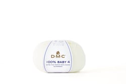 Pelote de fil à tricoter - DMC - 100 % Baby 4 - Blanc 100