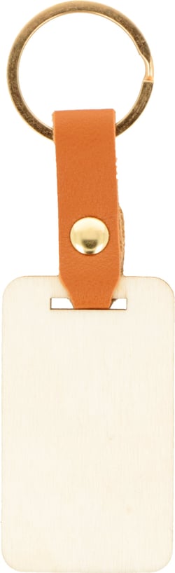 Porte-clés rectangulaire bois et skaï - 11.5 x3.5 x 0.4cm