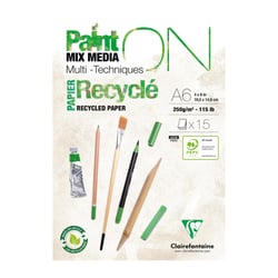 Bloc de 15 feuilles de papier recyclé Paint'On - Clairefontaine - A6 - 250 g/m²