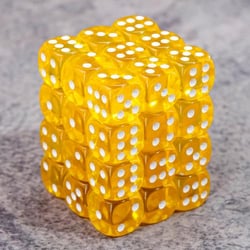 Lot de 36 dés 6 faces Epic Forge - Jaune transparent