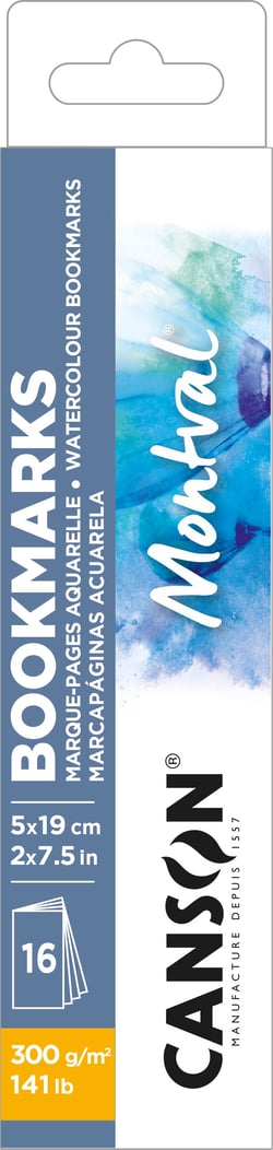 16 feuilles marque-page Canson - Montval Aquarelle - 5 x 19 cm - 300 g/m²