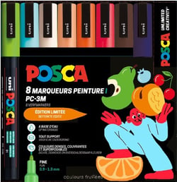Lot de 8 marqueurs Posca - Pointe conique fines - Couleurs Fruitées - PC3M