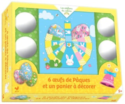 6 oeufs de Pâques et un panier à décorer - coffret avec accessoires