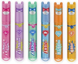 Lot 6 mini surligneurs pointe moyenne - Legami - Couleurs assorties - Teddy's Superpower
