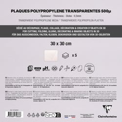 5 feuilles polypro  - 30 x 30 cm - Transparente
