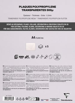 5 feuilles polypro  - A4 - Transparente