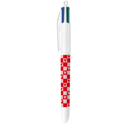 Stylo-Bille 4 Couleurs "Ca c'est l'amour" - Bic - Pointes moyennes 1,0 mm rétractables - Check Saint Valentin