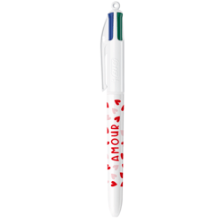 Stylo-Bille 4 Couleurs "Ca c'est l'amour" - Bic - Pointes moyennes 1,0 mm rétractables - Amour Saint Valentin