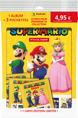 Super Mario 2 album + 3 pochettes + carte édition limitée - Panini