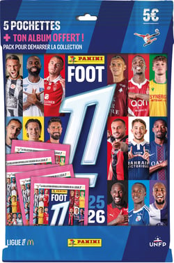 Foot 2025/2026 ligue 1 Mc Donald's 5 pochettes + album offert - Panini