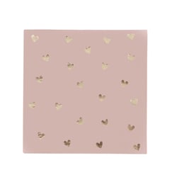 Lot de 20 serviettes - Petits Cœurs Rose et Or - Artyfêtes