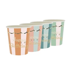 Lot de 8 gobelets Artyfêtes - Happy Birthday - 200 ml