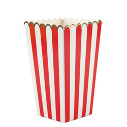 Lot de 8 boîtes à pop-corn - Rouge et or - Artyfêtes 