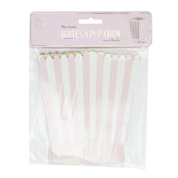 Lot de 8 boîtes à pop-corn - Rose pastel et blanche - Artyfêtes 