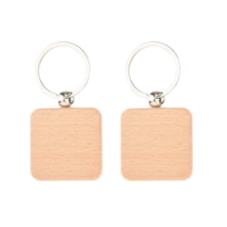  Porte-clés carrés en bois à personnaliser x2 - Gravure laser - Créalia