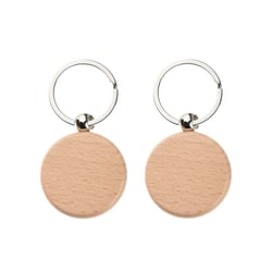  Porte-clés ronds en bois x2 - Gravure laser - Créalia