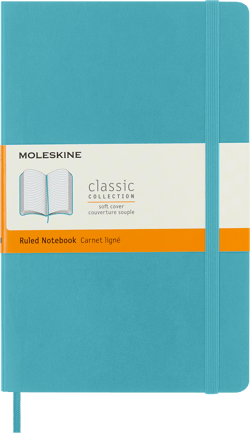 Carnet Moleskine - Bleu corail  – Format classique - Pages lignées