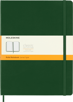 Carnet Moleskine - Vert myrte  – Très grand format - Pages lignées