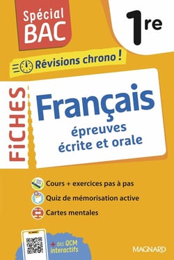 Spécial bac : Fiches Français : 1re - Tout le programme en 53 fiches, mémos, schémas-bilans, exercices et QCM (édition 2026)