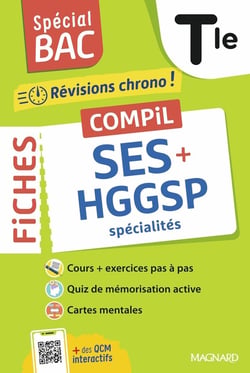 Spécial bac : Compil de Fiches SES - HGGSP : Terminale - Tout le programme des 2 spécialités en 115 fiches visuelles (édition 2026)