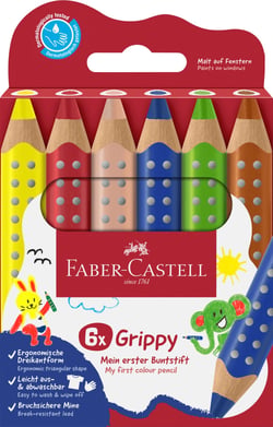 Lot de 6 crayons de couleur - Faber Castell - Grippy