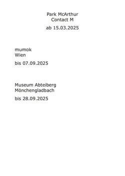 Park mcarthur contact m (mumok, wien) /anglais/allemand