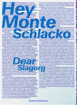 Susanne kriemann hey monte schlacko, dear slagorg /anglais/allemand