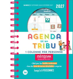 Agenda de ma tribu Mémoniak 2027 - une colonne par personne - 16 mois - septembre 2026-décembre 2027