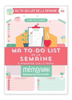 Bloc de 52 listes aimantés - Ma to-do list de la semaine Mémoniak