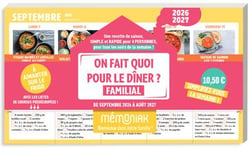 Bloc On fait quoi pour le diner ? 12 mois, septembre 2026-août 2027