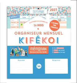 Organiseur mensuel Mémoniak Kifékoi 2027 - 16 mois, septembre 2026-décembre 2027