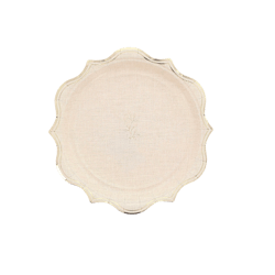Lot de 8 petites assiettes Artyfêtes - Feuillages effet lin et or - Carton - Ø 18 cm