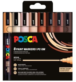 Lot de 8 marqueurs Posca - Pointe conique moyenne - Couleurs portrait - PC5M