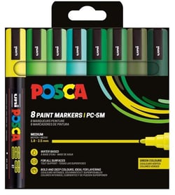  Lot de 8 marqueurs Posca - Pointe conique moyenne - Couleurs vertes - PC5M