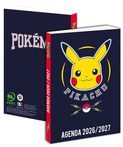 Agenda scolaire journalier 2026/2027 La plume dorée - 12 x 17 cm - Pokemon