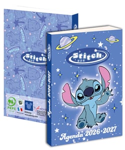 Agenda scolaire journalier 2026/2027 La plume dorée - 12 x 17 cm - Stitch